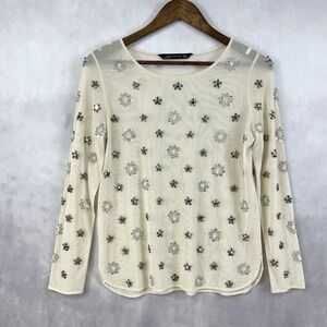 Zara Woman Womens Embellished Mesh Top Small Sheer Party Coquette Festival Indie